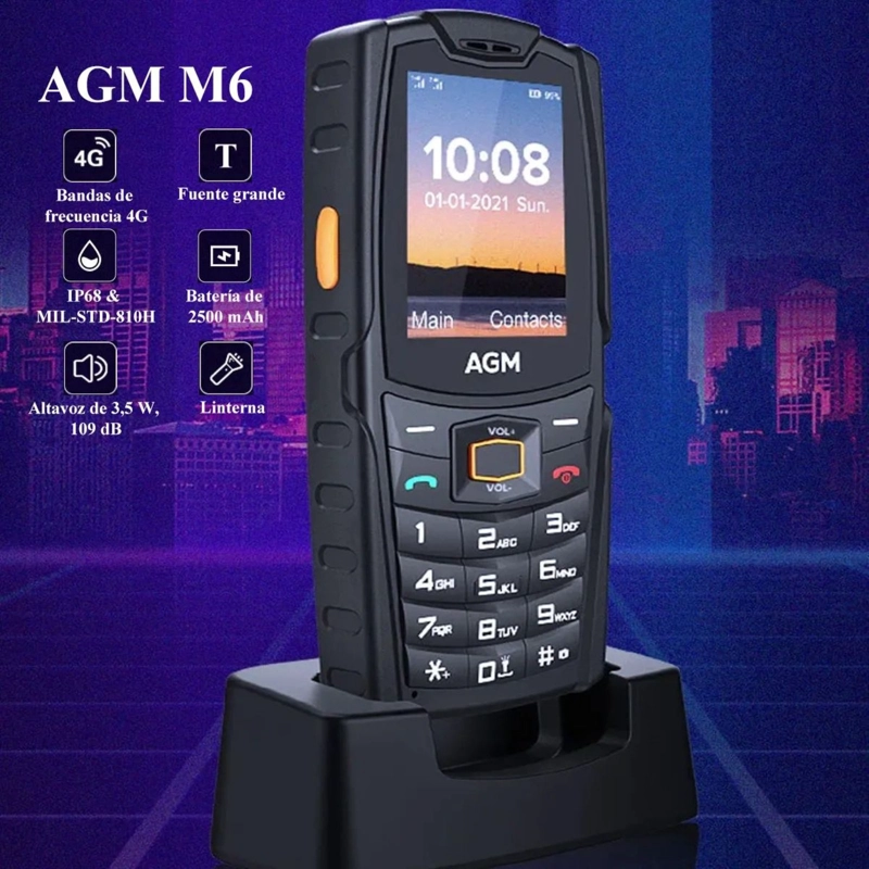 TELE FONO RUGERIZADO AGM M6 4G | IP68 | ALTAVOZ 109DB | DUAL SIM | 2500MAH | LINTERNA TACTICA - 4
