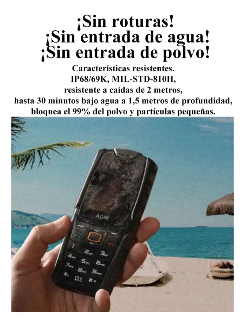 TELE FONO RUGERIZADO AGM M6 4G | IP68 | ALTAVOZ 109DB | DUAL SIM | 2500MAH | LINTERNA TACTICA - 5