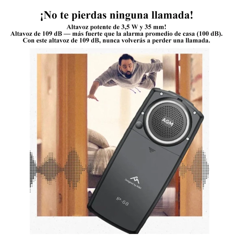 TELE FONO RUGERIZADO AGM M6 4G | IP68 | ALTAVOZ 109DB | DUAL SIM | 2500MAH | LINTERNA TACTICA - 7