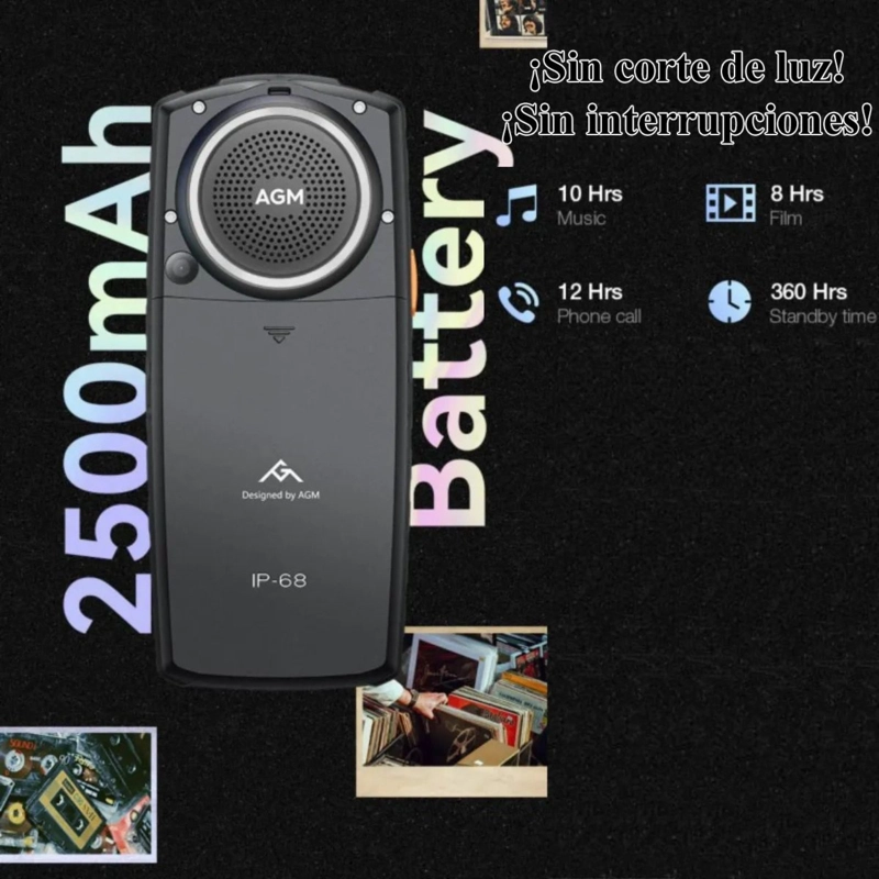 TELE FONO RUGERIZADO AGM M6 4G | IP68 | ALTAVOZ 109DB | DUAL SIM | 2500MAH | LINTERNA TACTICA - 8