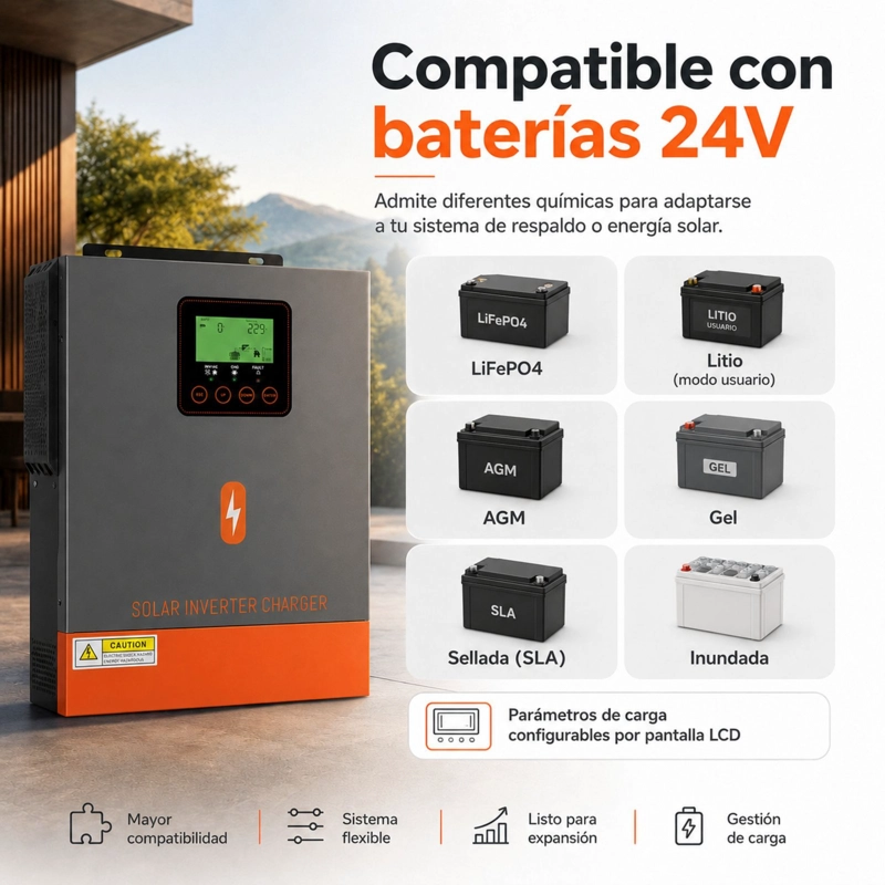 INVERSOR SOLAR HIBRIDO POWMR 3000W 24V | MPPT 400V ONDA PURA - 5