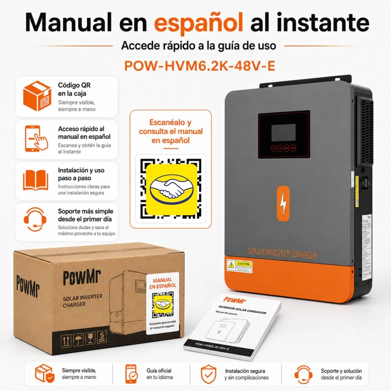 INVERSOR SOLAR HIBRIDO POWMR 6200W 48V | FUNCIONA SIN BATERIAS - 9
