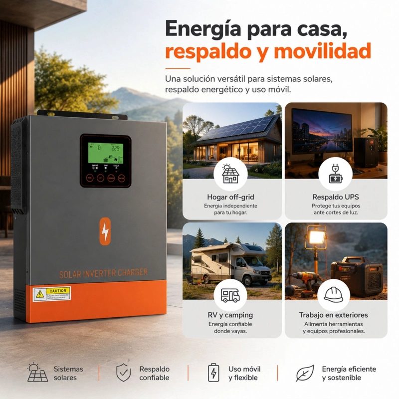 INVERSOR SOLAR HIBRIDO POWMR 1500W 24V | MPPT ONDA SENOIDAL PURA - 8
