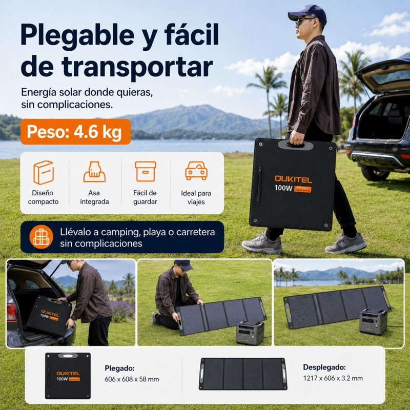 PANEL SOLAR PORTATIL OUKITEL 100W | MONOCRISTALINO E IP68 - 6
