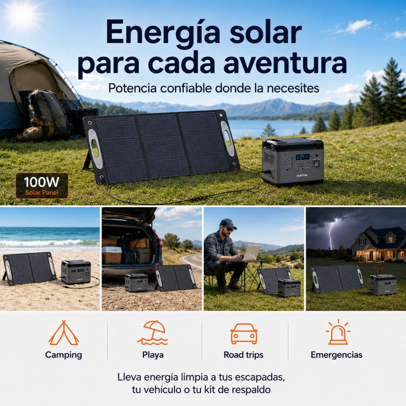 PANEL SOLAR PORTATIL OUKITEL 100W | MONOCRISTALINO E IP68 - 9