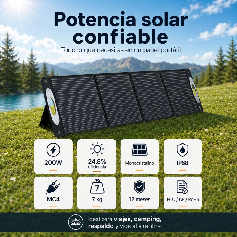 PANEL SOLAR PORTATIL OUKITEL 200W | EFICIENCIA 24.8% E IP68 - 10