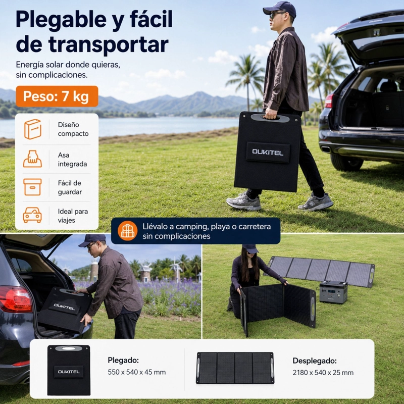 PANEL SOLAR PORTATIL OUKITEL 200W | EFICIENCIA 24.8% E IP68 - 6