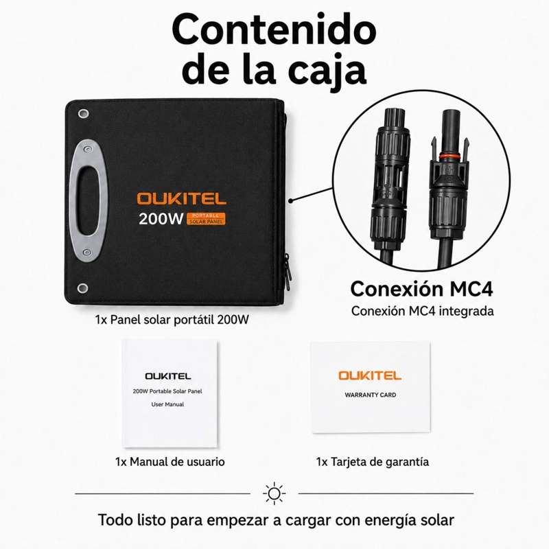 PANEL SOLAR PORTATIL OUKITEL 200W | EFICIENCIA 24.8% E IP68 - 7