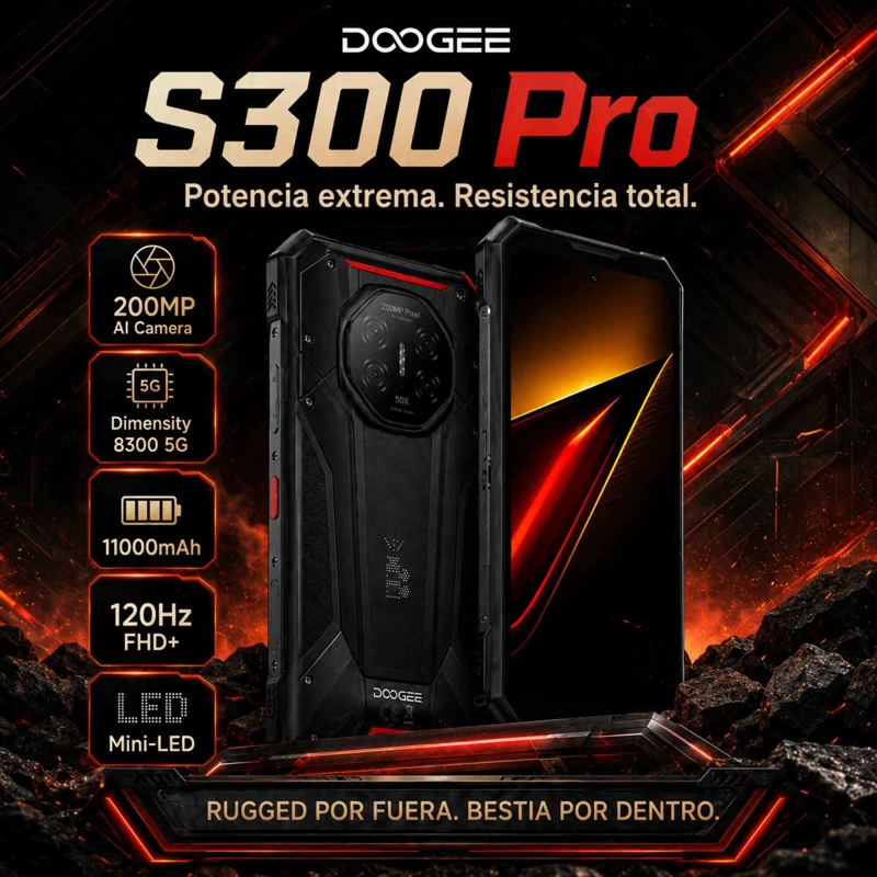 DOOGEE S300 PRO | TELE FONO RUGGED 5G 11000MAH Y CAMARA 200MP - 3