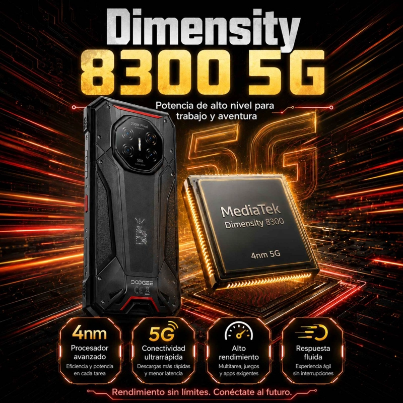 DOOGEE S300 PRO | TELE FONO RUGGED 5G 11000MAH Y CAMARA 200MP - 6