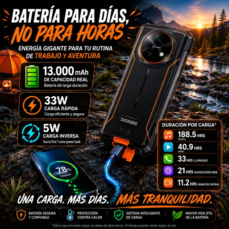 DOOGEE FIRE 7 | TELE FONO RUGGED 5G CON BATERIA DE 13.000 MAH - 2