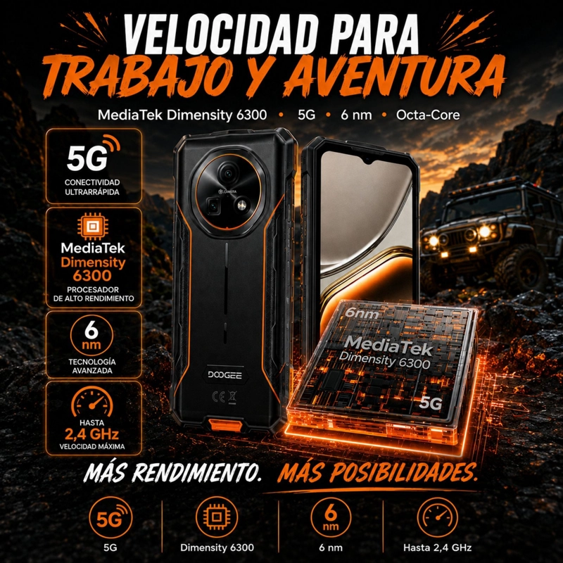 DOOGEE FIRE 7 | TELE FONO RUGGED 5G CON BATERIA DE 13.000 MAH - 6