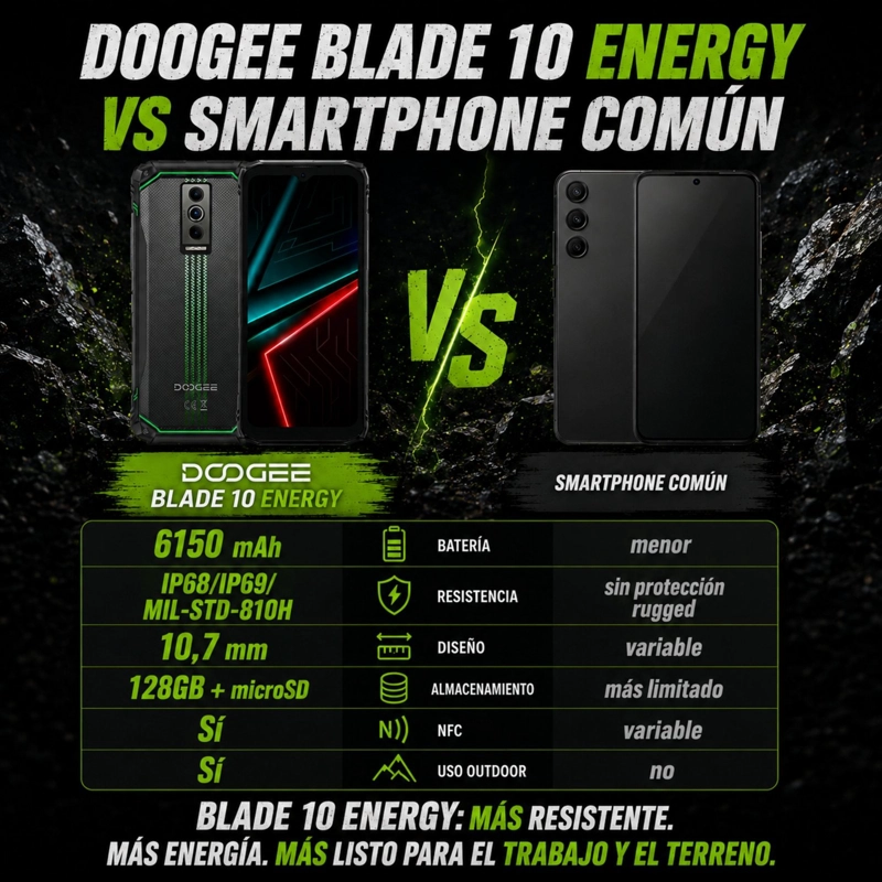 DOOGEE BLADE 10 ENERGY | CELULAR RUGGED DELGADO IP68 - 10
