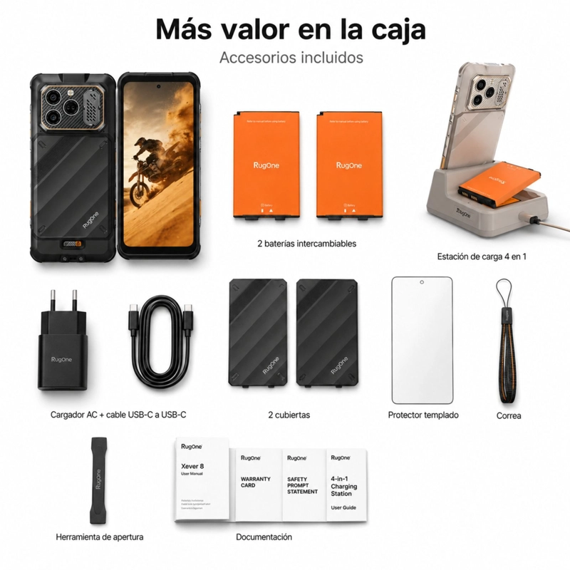 CELULAR RUGGED RUGONE XEVER 8 4G 2 BATERIAS 256GB 16GB RAM - 10