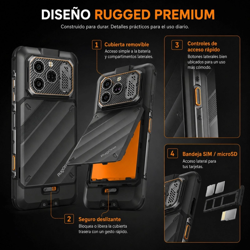 CELULAR RUGGED RUGONE XEVER 8 4G 2 BATERIAS 256GB 16GB RAM - 6
