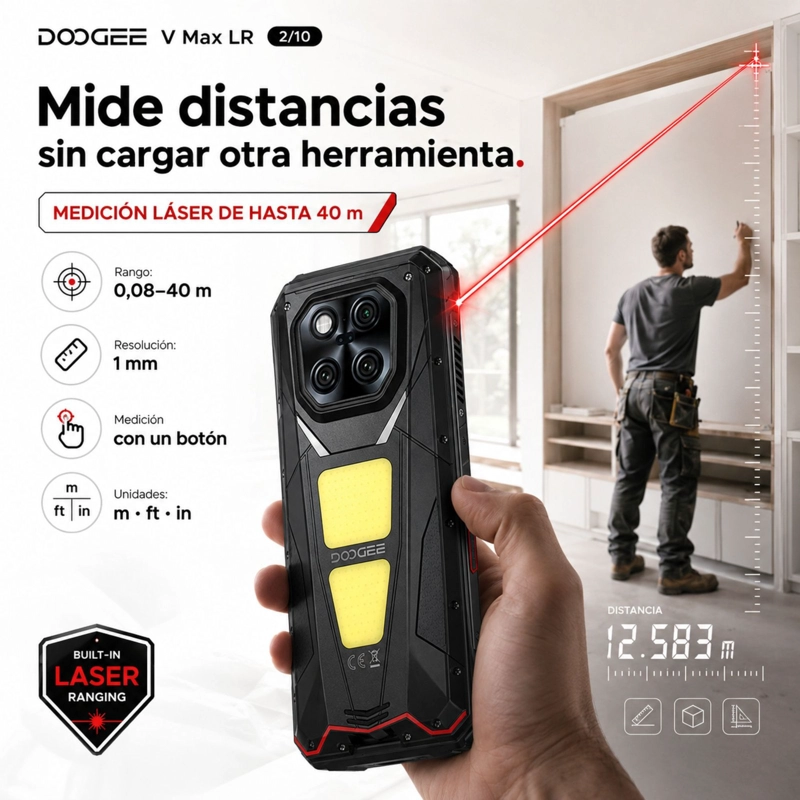 CELULAR RUGGED DOOGEE V MAX LR 5G LASER 40M 512GB 36GB RAM - 2