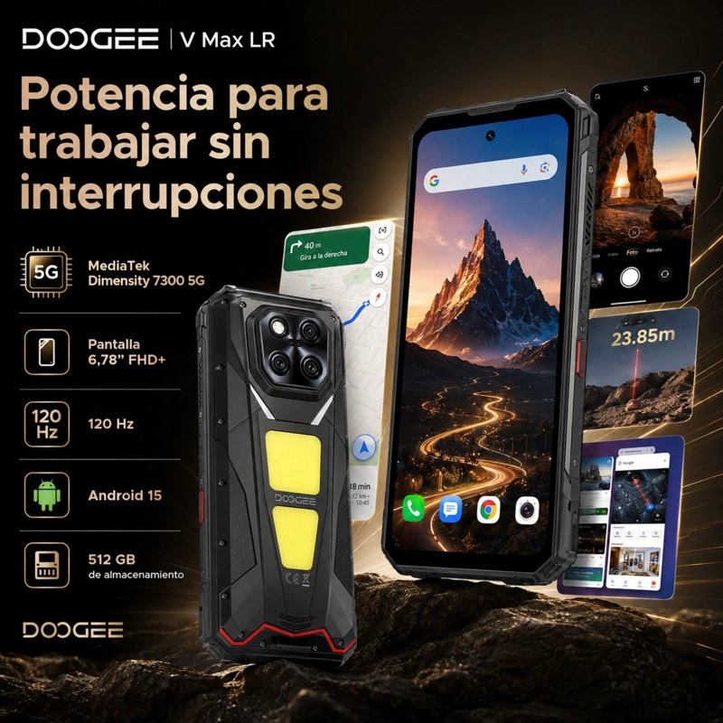 CELULAR RUGGED DOOGEE V MAX LR 5G LASER 40M 512GB 36GB RAM - 8
