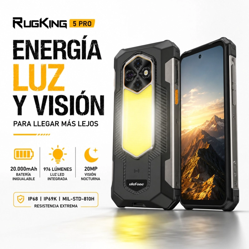 ULEFONE CELULAR RUGGED ULEFONE RUGKING 5 PRO BATERIA 20000MAH 256GB 16GB