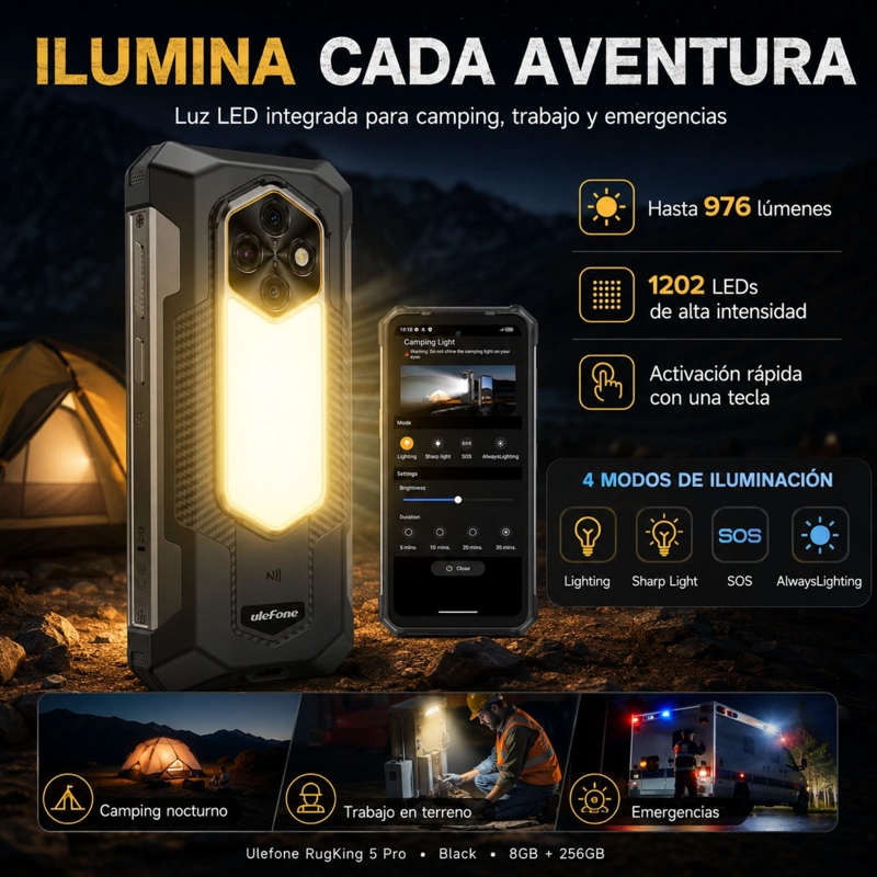 CELULAR RUGGED ULEFONE RUGKING 5 PRO BATERIA 20000MAH 256GB 16GB - 3