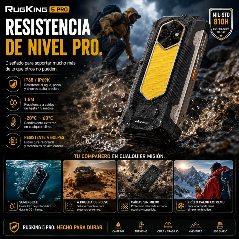 CELULAR RUGGED ULEFONE RUGKING 5 PRO BATERIA 20000MAH 256GB 16GB - 4