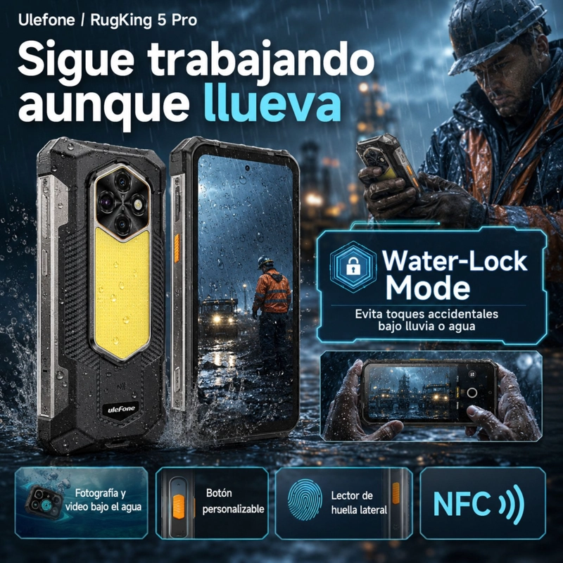 CELULAR RUGGED ULEFONE RUGKING 5 PRO BATERIA 20000MAH 256GB 16GB - 8