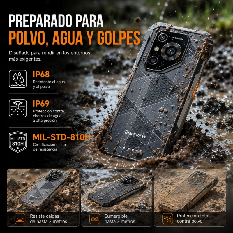 CELULAR RUGGED BLACKVIEW BL7000 PRO 5G 512GB 32GB RAM - 3