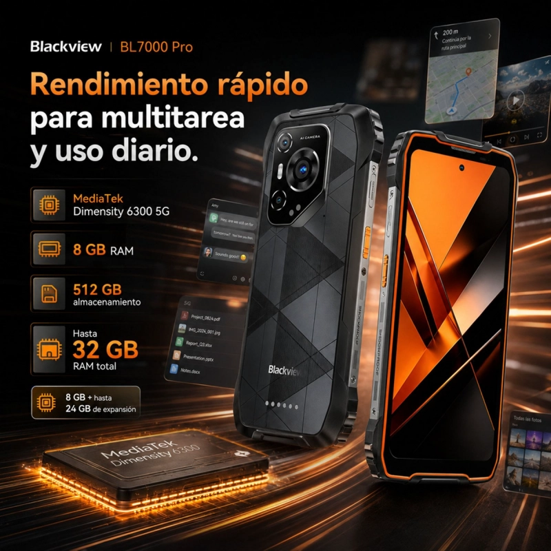 CELULAR RUGGED BLACKVIEW BL7000 PRO 5G 512GB 32GB RAM - 5