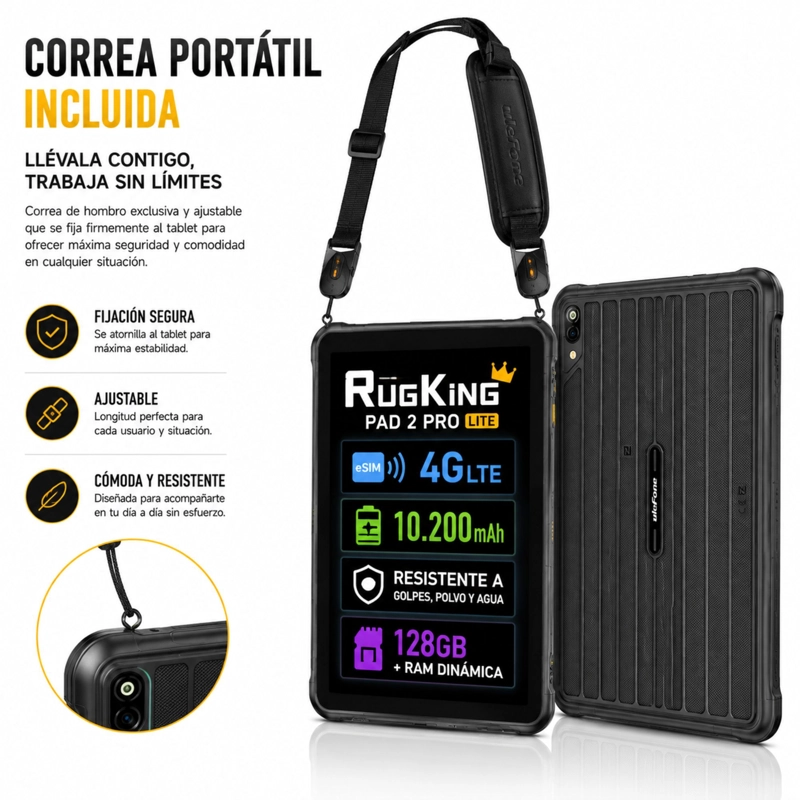 TABLET RUGGED ULEFONE RUGKING PAD 2 PRO LITE 4G 128GB 16GB - 4