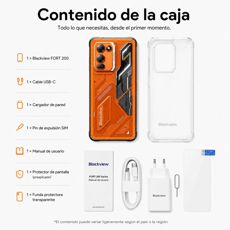 CELULAR RUGGED BLACKVIEW FORT 200 NARANJO 256GB 108MP 24GB - 10