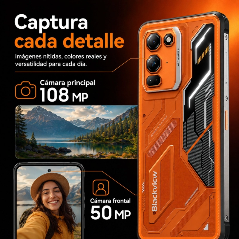 CELULAR RUGGED BLACKVIEW FORT 200 NARANJO 256GB 108MP 24GB - 6
