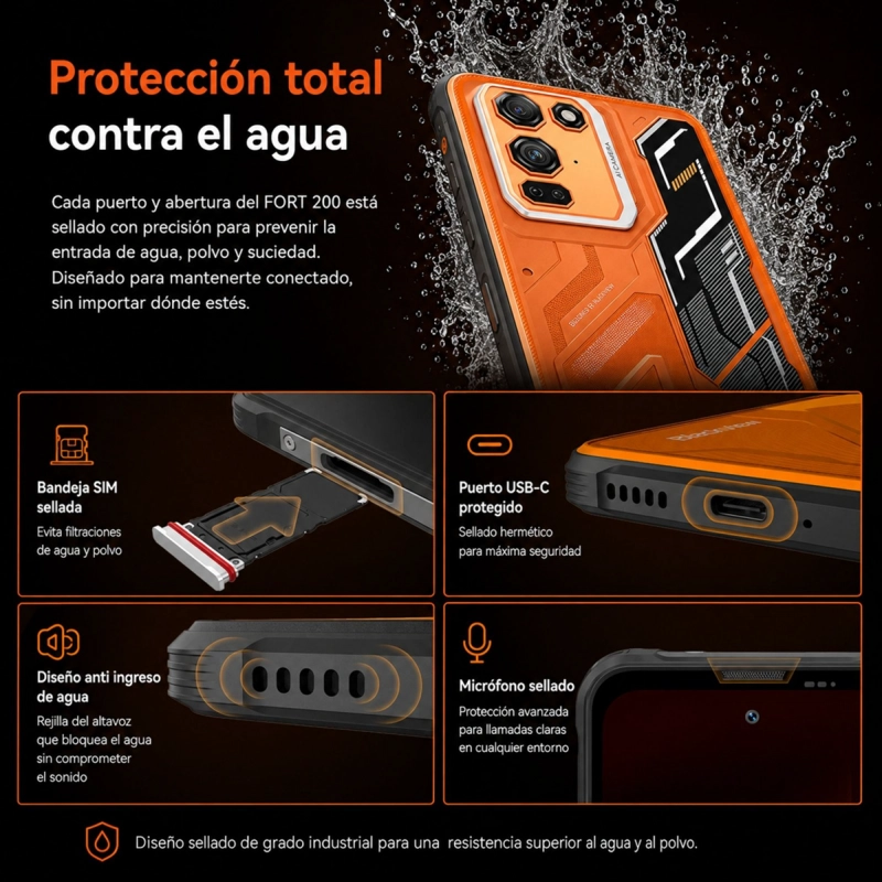 CELULAR RUGGED BLACKVIEW FORT 200 NARANJO 256GB 108MP 24GB - 8