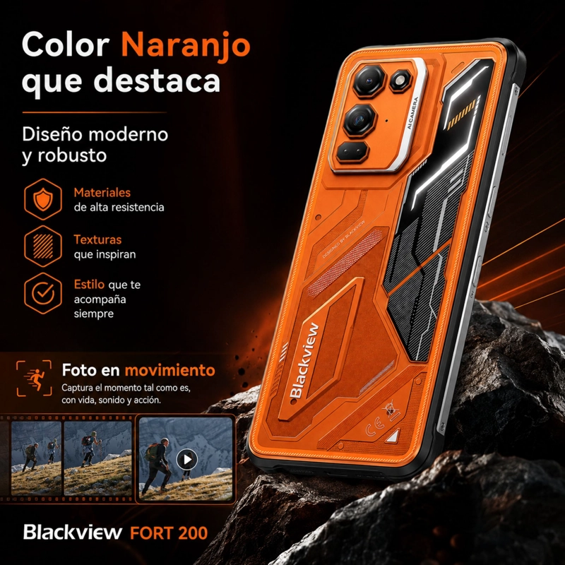 CELULAR RUGGED BLACKVIEW FORT 200 NARANJO 256GB 108MP 24GB - 9