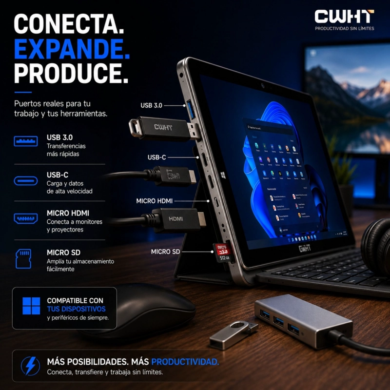 TABLET CWHT N102A WINDOWS 11 256GB SSD 8GB RAM TECLADO - 6
