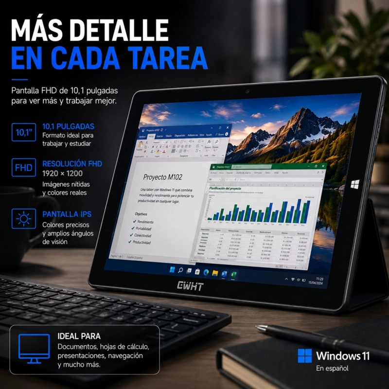 TABLET CWHT N102A WINDOWS 11 256GB SSD 8GB RAM TECLADO - 7