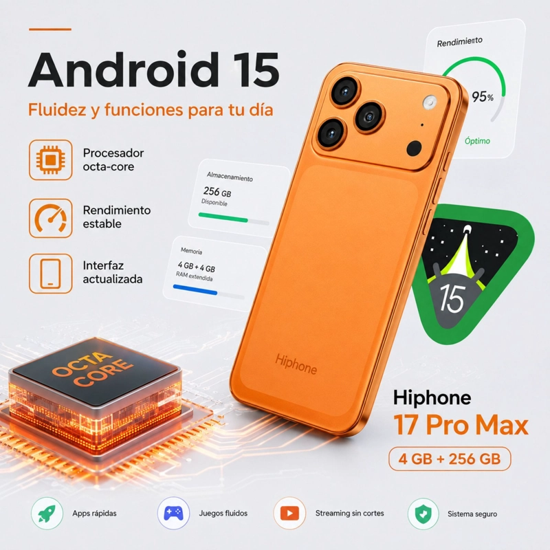 SMARTPHONE HOTWAV HIPHONE 17 PRO MAX 4G 4GB 256GB NARANJO - 3