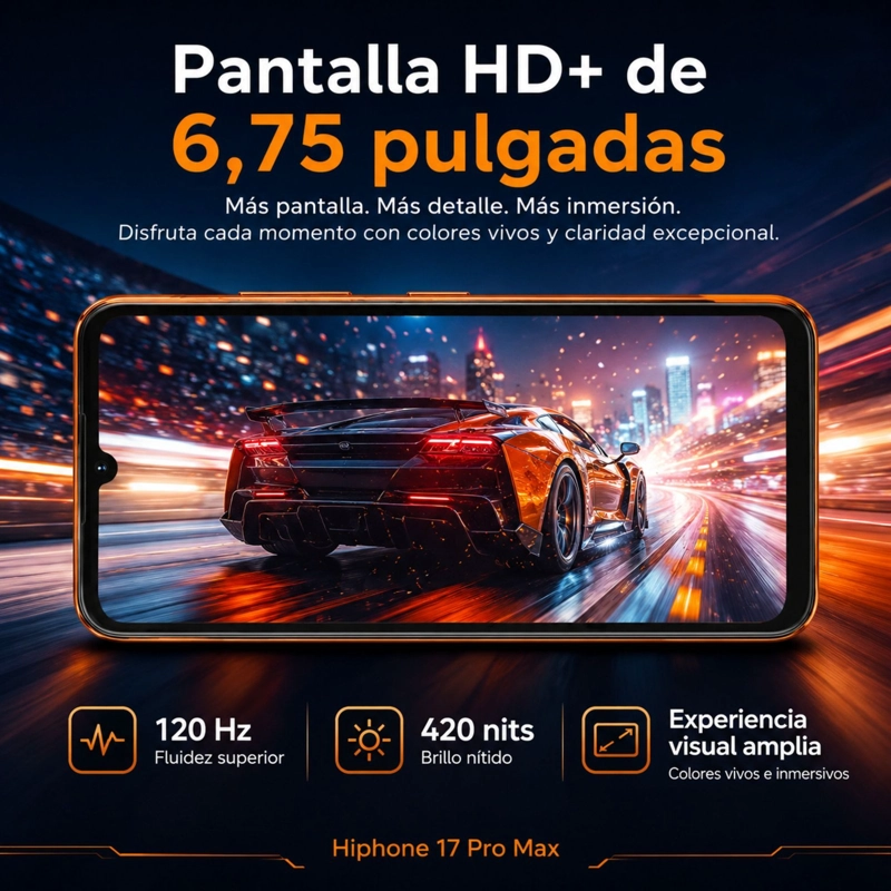 SMARTPHONE HOTWAV HIPHONE 17 PRO MAX 4G 4GB 256GB NARANJO - 4