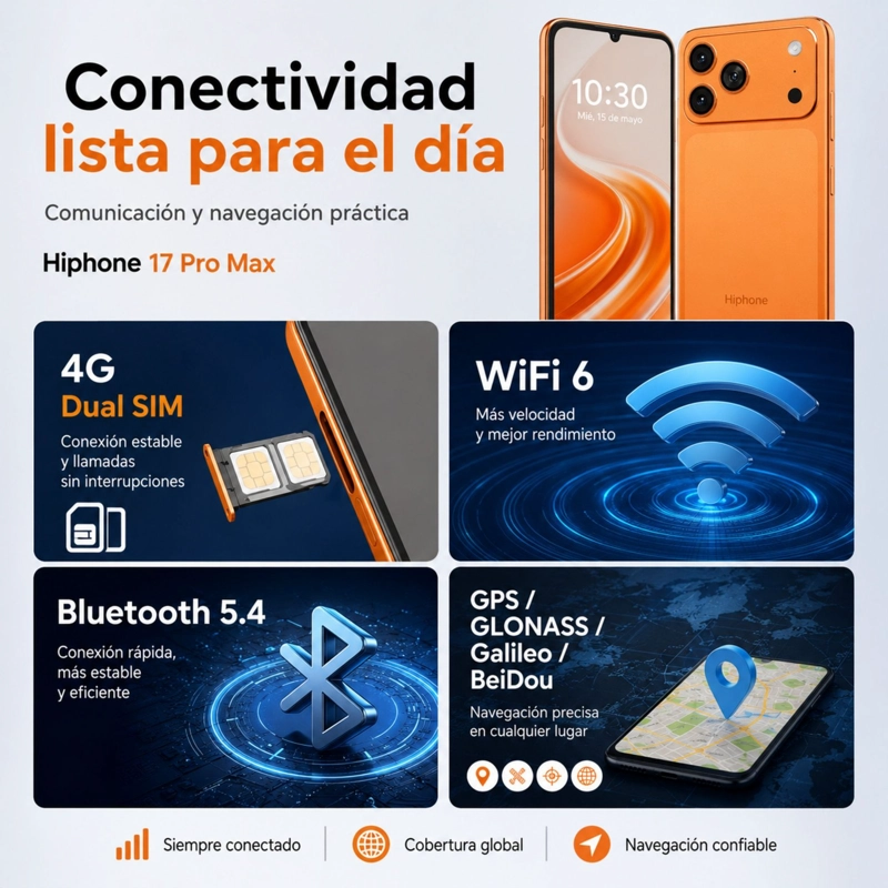 SMARTPHONE HOTWAV HIPHONE 17 PRO MAX 4G 4GB 256GB NARANJO - 5
