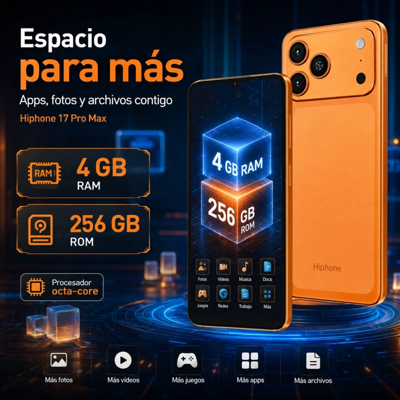 SMARTPHONE HOTWAV HIPHONE 17 PRO MAX 4G 4GB 256GB NARANJO - 8