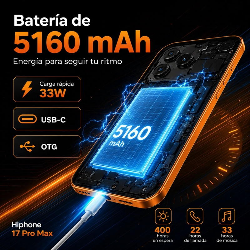SMARTPHONE HOTWAV HIPHONE 17 PRO MAX 4G 4GB 256GB NARANJO - 9