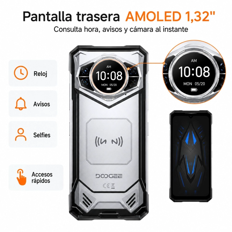 CELULAR RUGGED DOOGEE S200 VIP 5G 12GB 256GB PLATA - 9