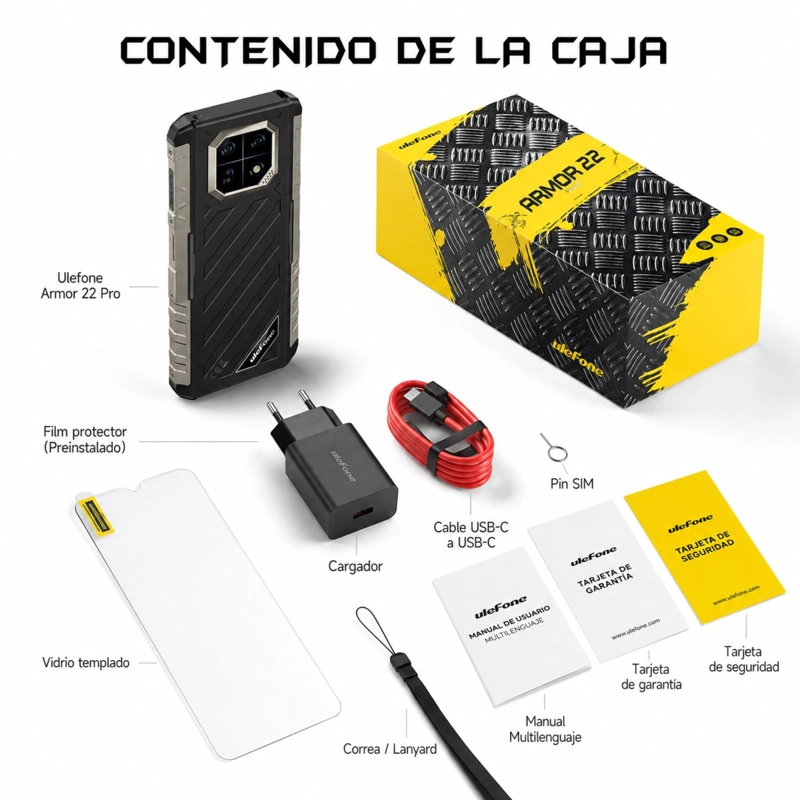 CELULAR RUGGED ULEFONE ARMOR 22 PRO 4G 8GB 128GB ESIM NEGRO - 10