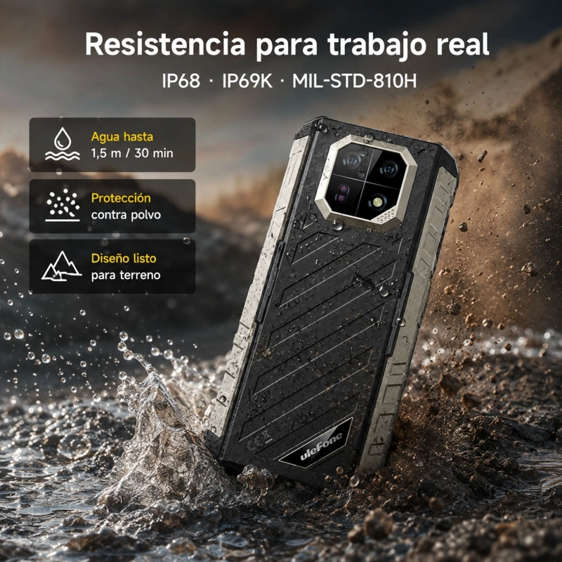 CELULAR RUGGED ULEFONE ARMOR 22 PRO 4G 8GB 128GB ESIM NEGRO - 2