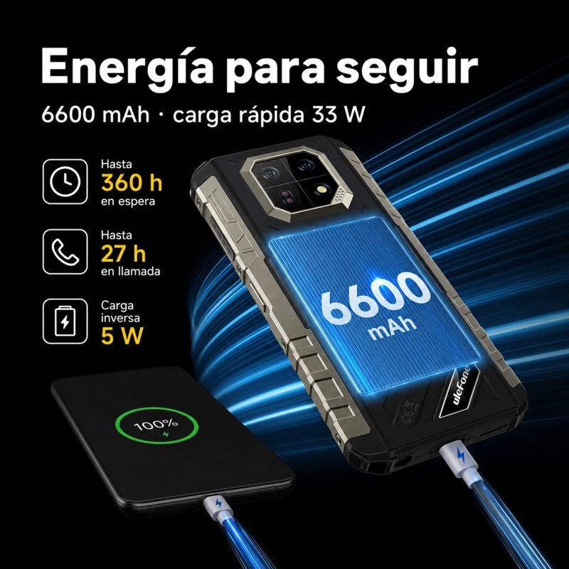 CELULAR RUGGED ULEFONE ARMOR 22 PRO 4G 8GB 128GB ESIM NEGRO - 8
