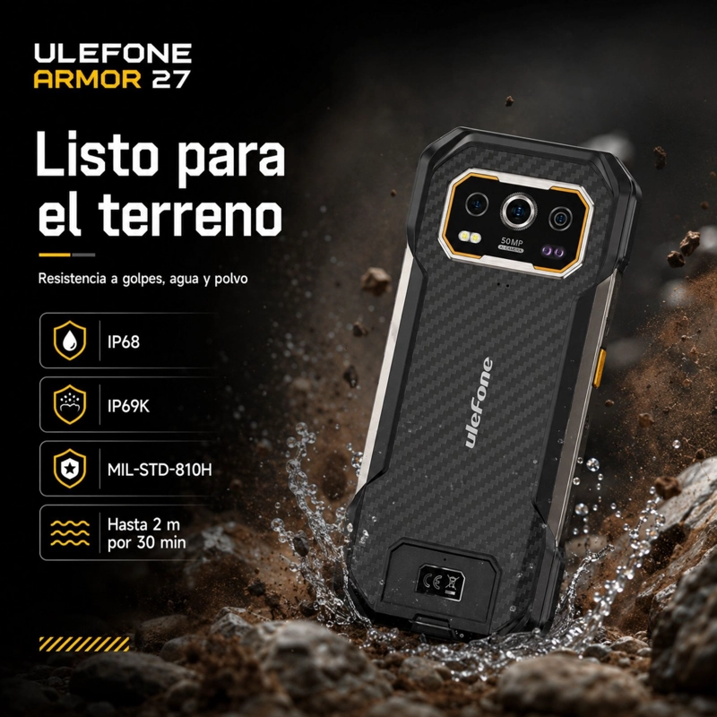 CELULAR RUGGED ULEFONE ARMOR 27 4G 12GB 256GB NEGRO - 3