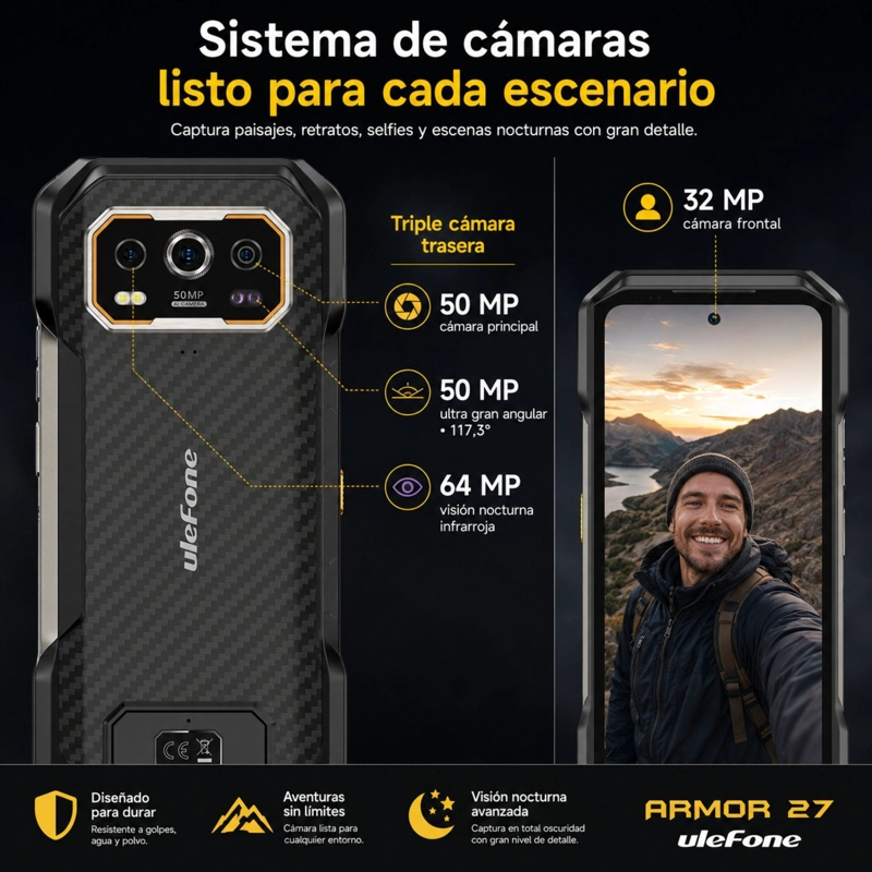 CELULAR RUGGED ULEFONE ARMOR 27 4G 12GB 256GB NEGRO - 4