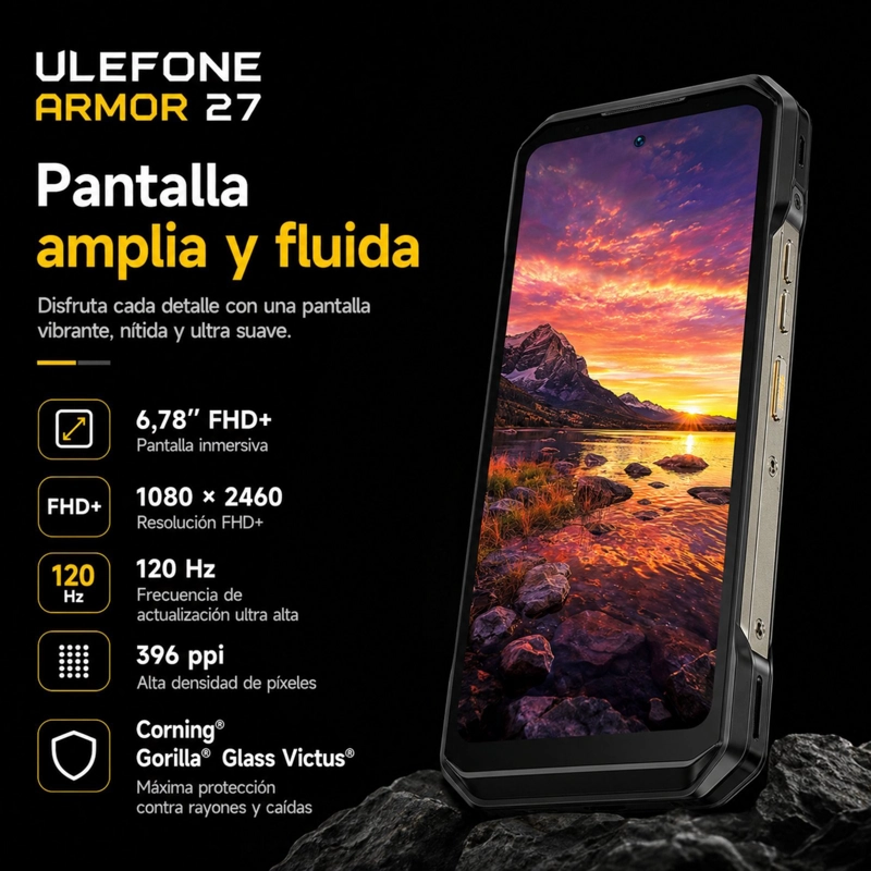 CELULAR RUGGED ULEFONE ARMOR 27 4G 12GB 256GB NEGRO - 8