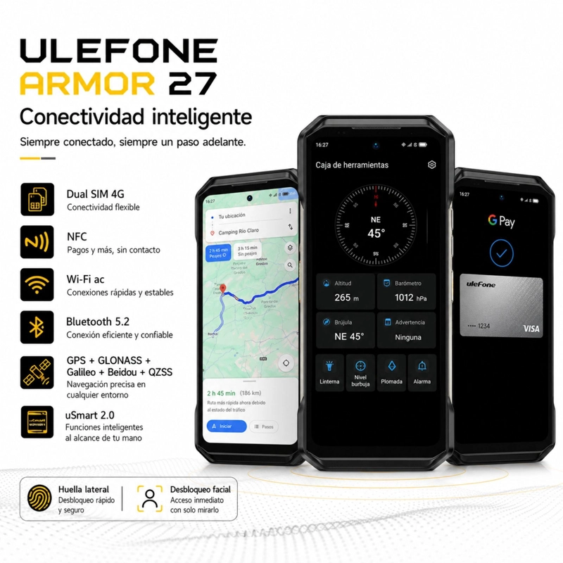 CELULAR RUGGED ULEFONE ARMOR 27 4G 12GB 256GB NEGRO - 9