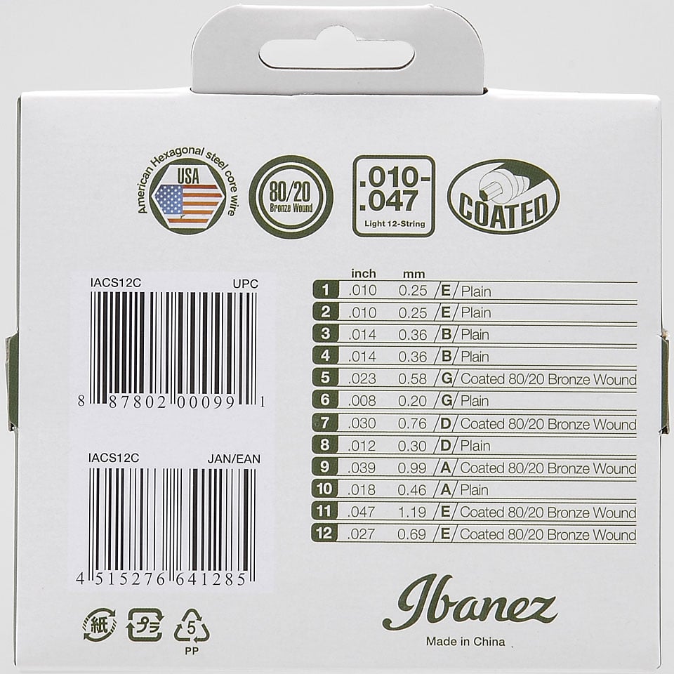 CUERDAS PARA GUITARRA DE 12 CUERDAS IBANEZ IACS12C - 3