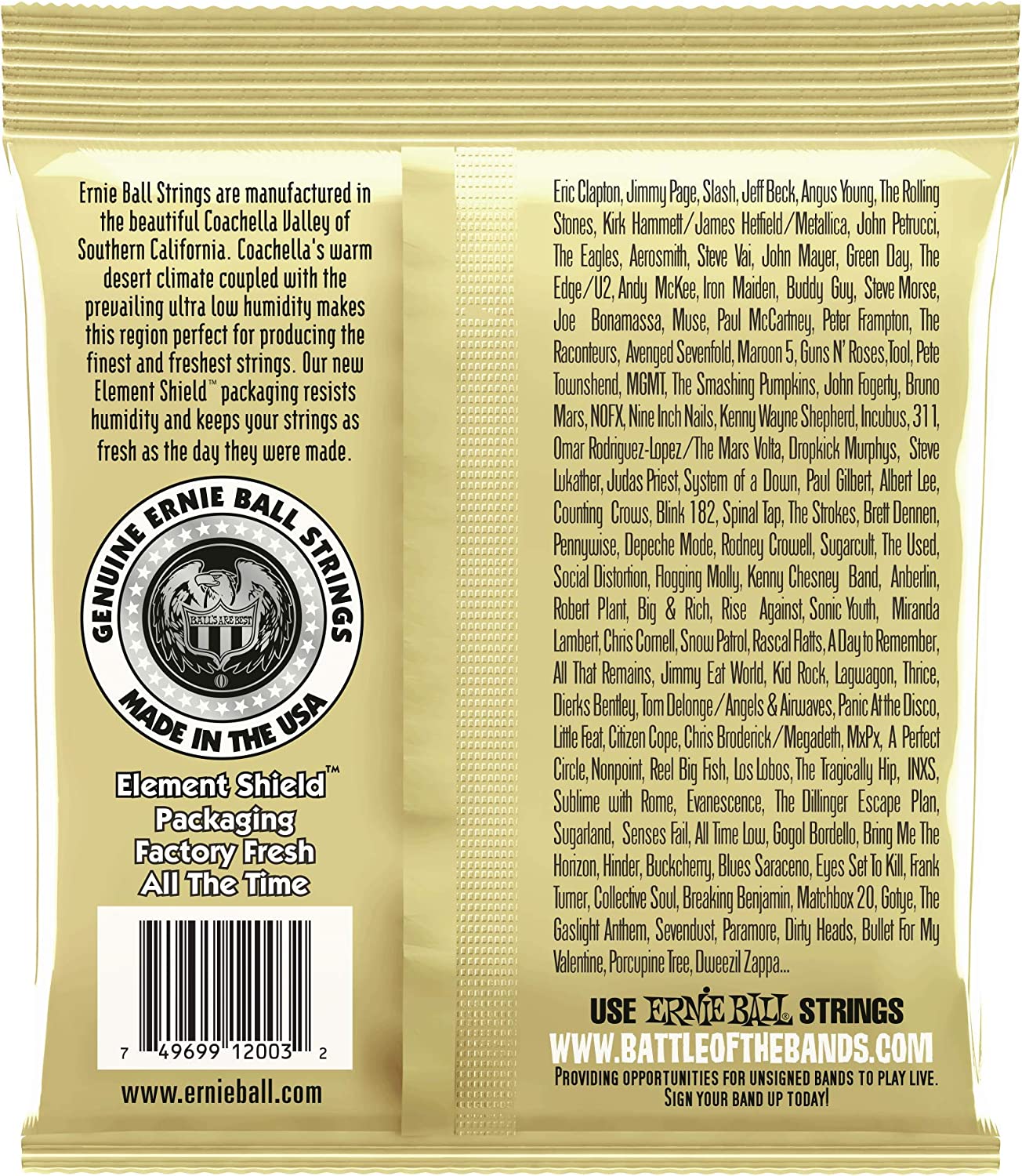 SET DE CUERDAS DE GUITARRA FOLK ERNIE BALL 2003 12/54 - 2