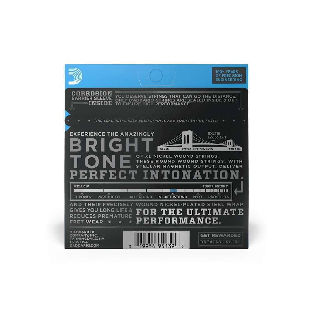 CUERDAS PARA GUITARRA ELE CTRICA DADDARIO 11-52 EXL116 - 2
